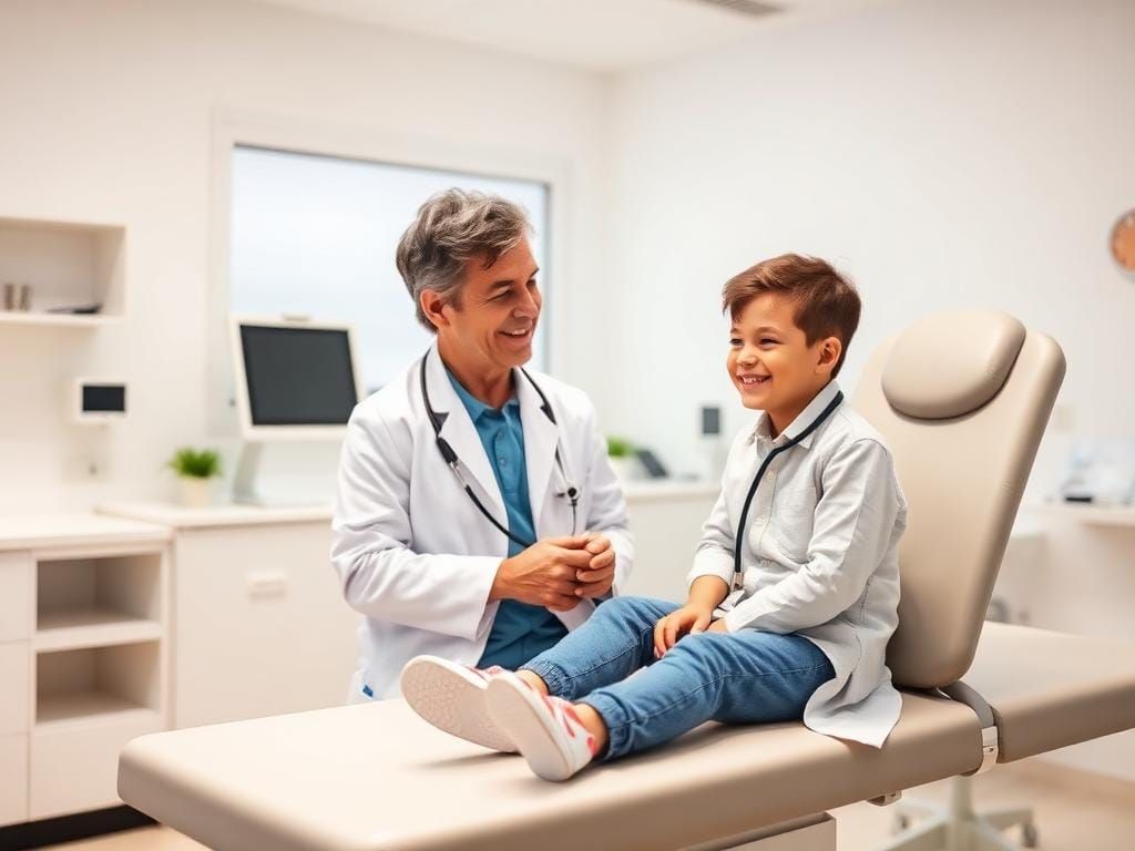 Médico atendiendo a un niño en consulta